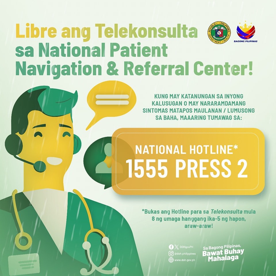 DOHgovph's tweet photo. Libre ang Telekonsulta sa Hotline Number 1552 (Press 2) ng National National Patient Navigation &amp; Referral Center!

Bukas ang Hotline para sa Telekonsulta mula
8 ng umaga hanggang ika-5 ng hapon, araw-araw!

#DOH #Advisory #WILD #WILDDiseases https://t.co/gyNQOyCbDf