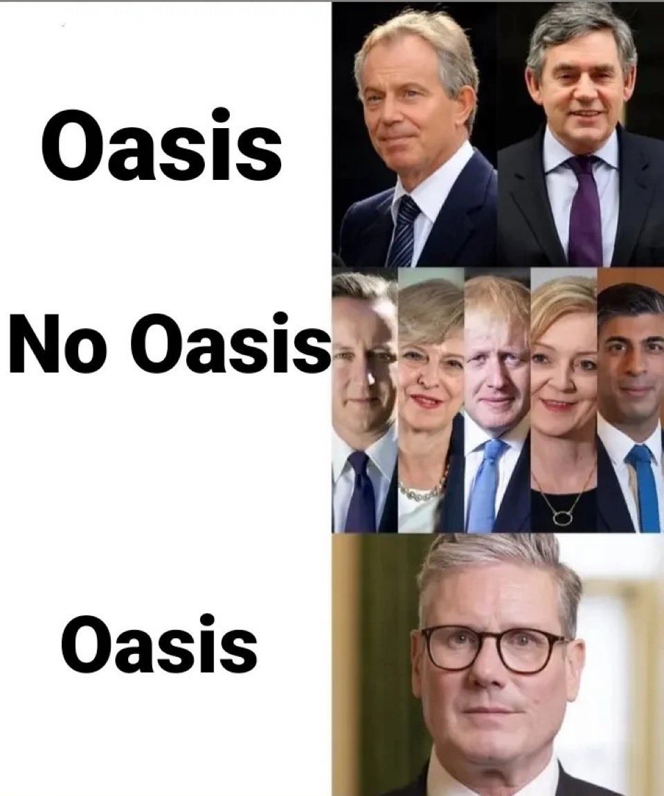 Labour’s favourite meme today. But some might say an Oasis “playlist-by-sitting-PM” contest would be a hands down win for John Major, no?