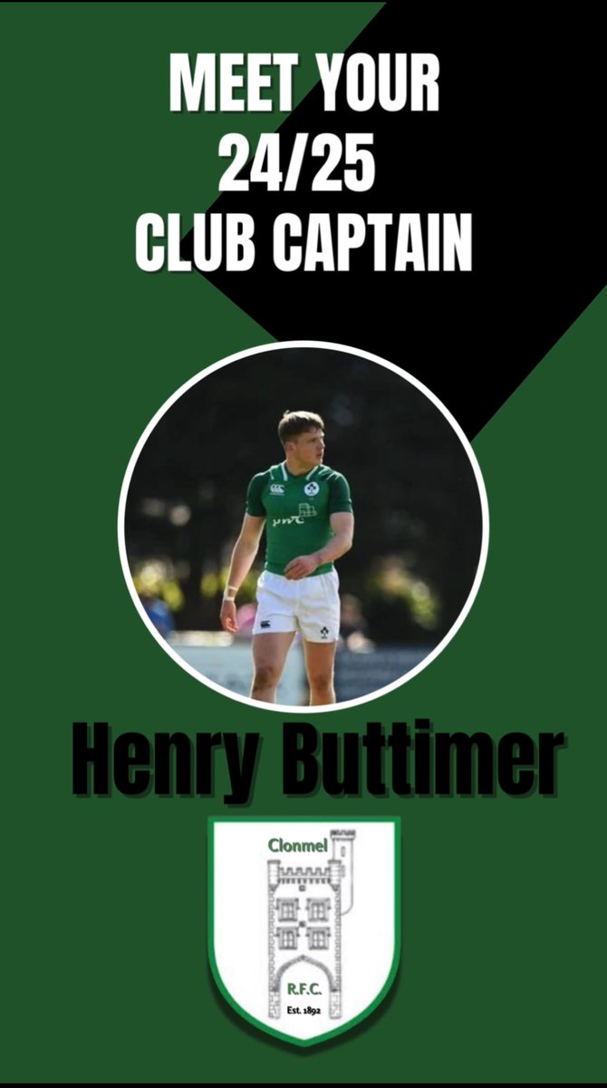 ClonmelRFC's tweet photo. Meet Your Club Captain! #clonmelrfc #knowyourclub #clubrugby #clubcaptain https://t.co/kQMKUOfb5G