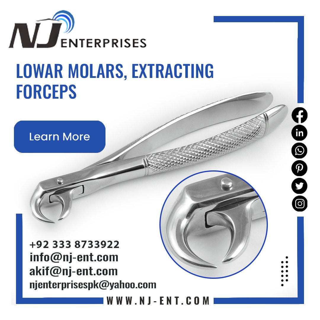Lower Molars, Extracting
Forceps

OEM ACCEPTED. Shipping worldwide 🌎
Visit :- nj-ent.com

#DentalInstruments #DentalTools #Forceps #Dentistry #DentalExtraction #DentalCare #ToothExtraction #DentalProducts #DentalSupplies #DentalEquipment #DentalForceps #OralHealth