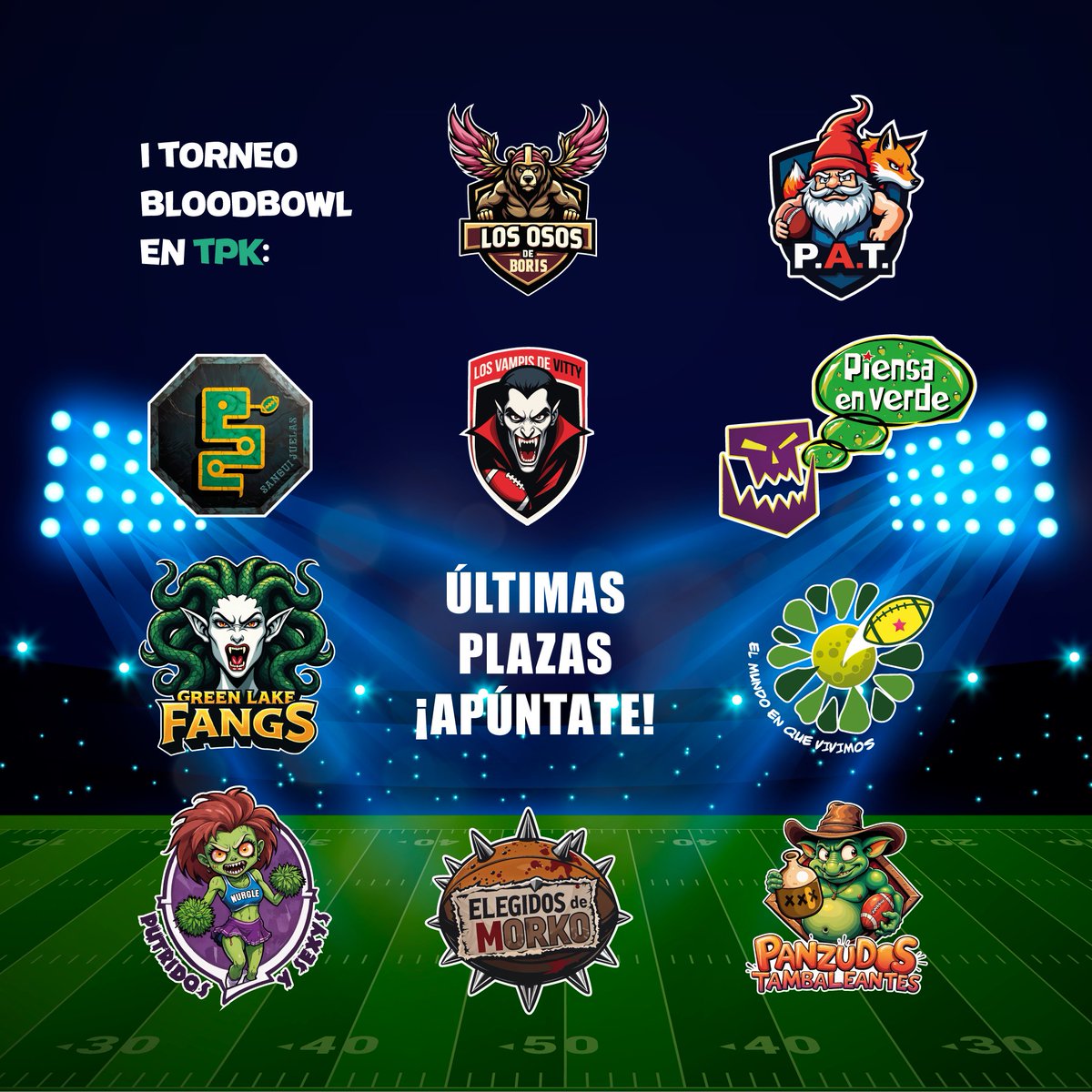 🏈 ¡ÚLTIMAS PLAZAS DISPONIBLES PARA EL TORNEO DE BLOOD BOWL DE ESTE DOMINGO! Si quieres apuntarte con tu equipo contacta antes de este viernes y manda tu roster.