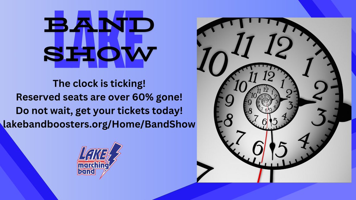 Don’t miss out on a great night of wonderful high school bands!

lakebandboosters.org/Home/BandShow

<a href="/LakeLocalSD/">Lake Local Schools</a> <a href="/mrcoodog/">Jared Cooey</a> <a href="/WarriorCHS/">Carrollton Warrior Band</a> <a href="/GlenOak_Band/">GlenOak Band</a> <a href="/AHSAviatorBand/">AHS Aviator Band</a>