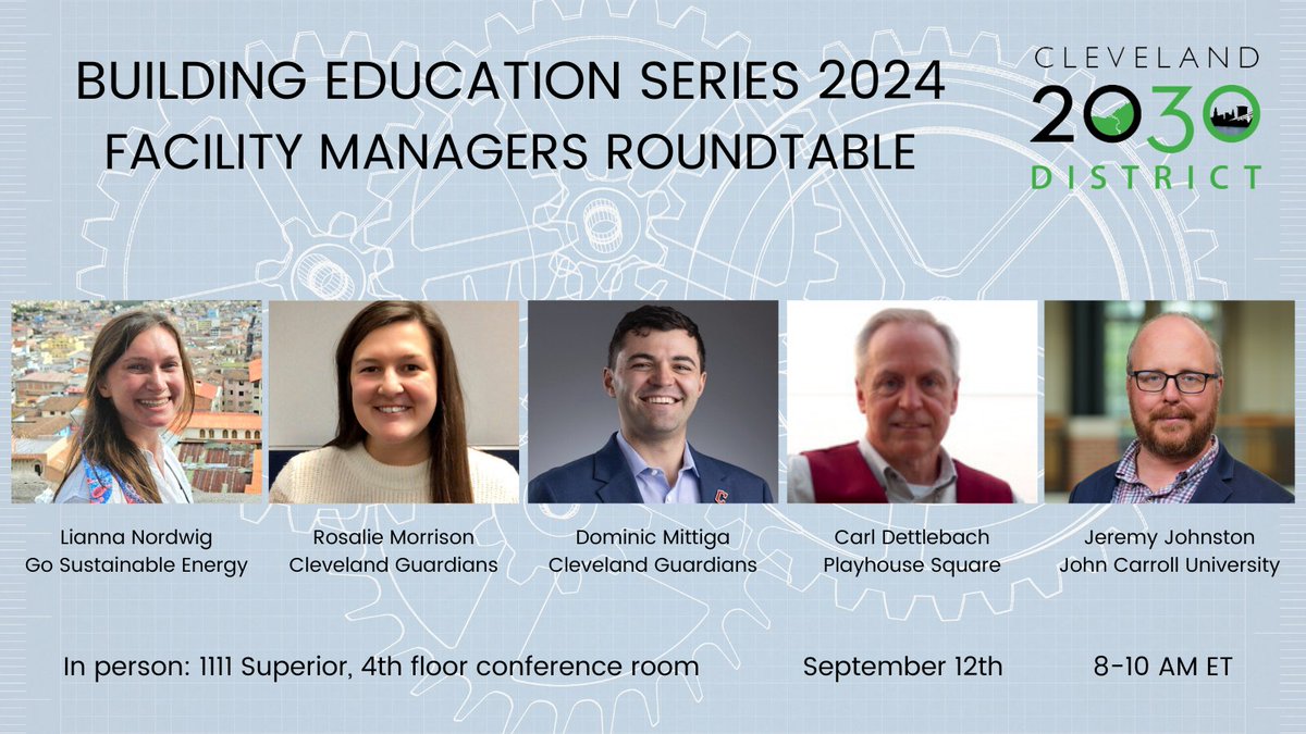 Join our next education session on 9/12: Facility Managers Roundtable. We will discuss challenges and best practices in managing commercial property. Thanks to event sponsor HBB Pro. Register:
buytickets.at/cleveland2030d…