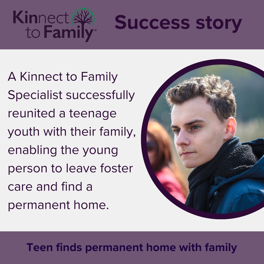Kinnect_org's tweet image. Find out how a Kinnect to Family Specialist helped transform a teenager's future by reconnecting them with family! 

Click the link for full details:
kinnect.org/teen-finds-per…

#Kinnect #kinnecttofamily #ktf