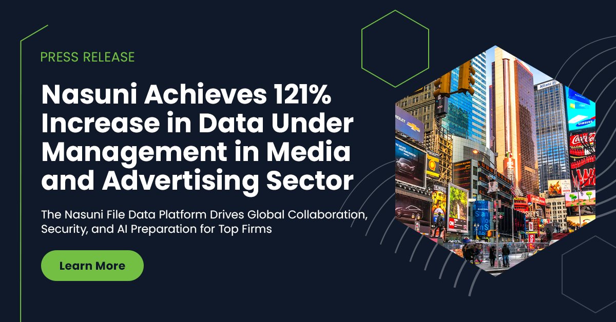 In the last 24 months, Nasuni has seen a 121% increase in data under management from media and advertising firms.

Learn how Nasuni has enabled the sector to optimize value from their IT investments: bit.ly/4dYKaiJ

#Media #Advertising #DataManagement