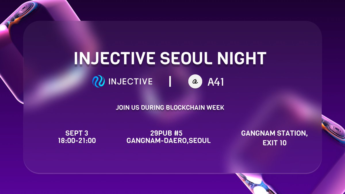sadssside's tweet photo. Goon news,ninjas! 🎉

Looking forward to seeing you at @Injective Seoul Night! You will see a lot of interesting things about updates there 👇🏻

🔸Venue: 29Pub #5, GANGDAERO 
🔸Date: Sept 3, 18:00-21:00

$INJ #Injective #Seoul https://t.co/Z3cjgouCIZ