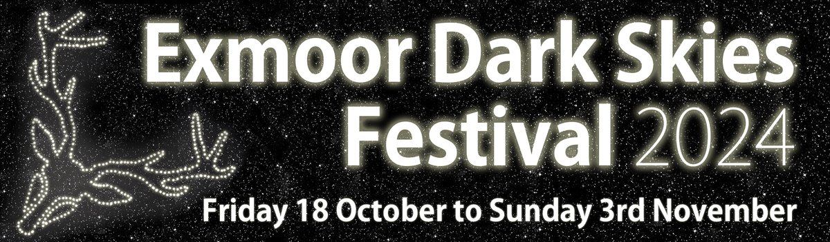 The 2024 Exmoor Dark Skies Festival 
Friday October 18th to Sunday November 3rd 
Pick up a festival programme from our <a href="/ExmoorNP/">Exmoor National Park</a> Centres in #Dulverton #Dunster &amp; #Lynmouth or go online exmoor-nationalpark.gov.uk/exmoor-for-eve… #Exmoor #ExmoorDSF <a href="/visitexmoor/">Visit Exmoor</a> <a href="/Giles_Adams/">What's On Somerset</a> <a href="/VisitSomerset/">Visit Somerset</a> <a href="/VisitDevon/">Visit Devon</a>