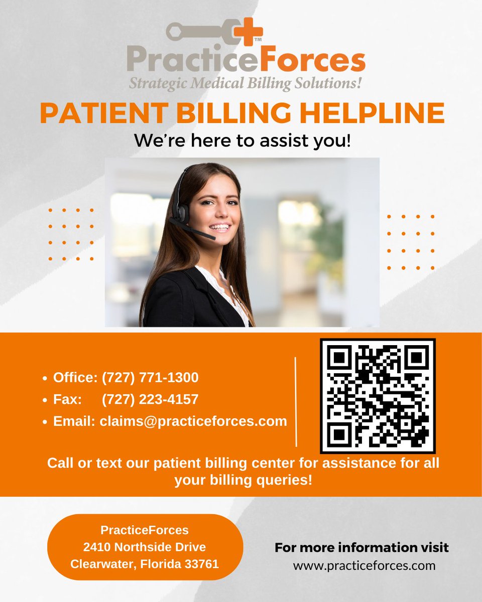 practiceforces's tweet image. Do your patients have billing questions?
If you&apos;re a PracticeForces billing customer, you can refer patient calls to our dedicated patient information service, which is designed to assist with billing inquiries. practiceforces.com

#patientcollections #patientbilling