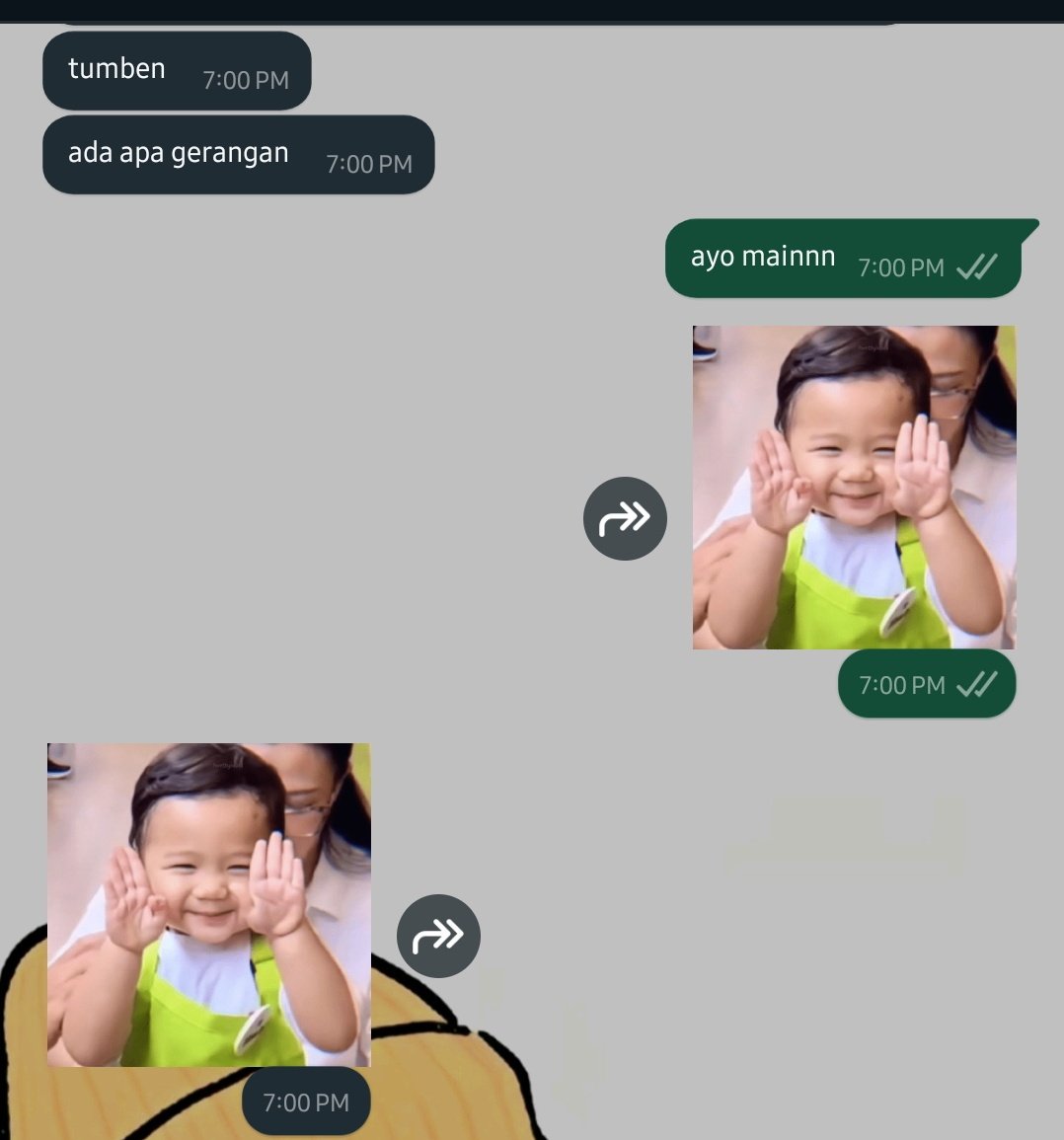 di rp cool, di chat ttp pake stiker abe🙄