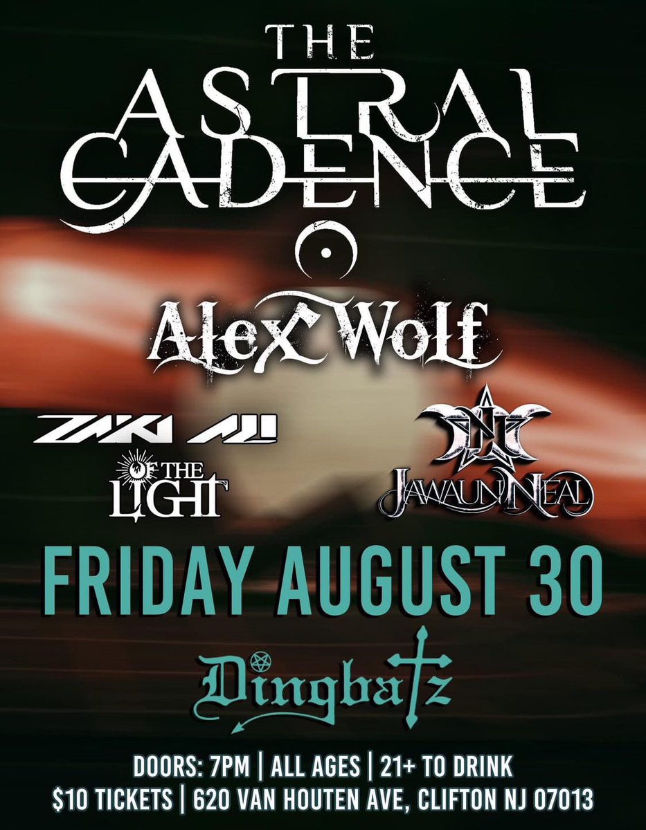 AstralCadence's tweet photo. This Friday we hit @DingbatzNJ @DingbatzO with @ZakiAliMusic #JawaunNeal #Ofthelight and @alexwolfmusic https://t.co/uLOzFqTSnF https://t.co/1NDzEorhv2