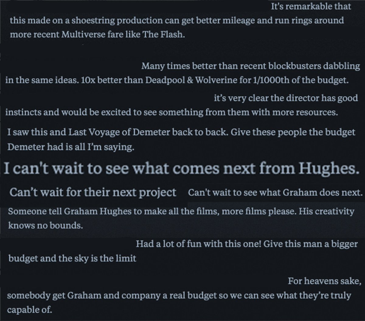 Calling all financiers, funding bodies and producers.
Give the people what they want.
Please, I have a dog to feed.