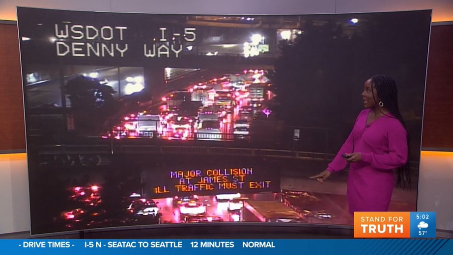 Jake Whittenberg (@jwhittenbergk5) on Twitter photo BREAKING: A jack-knifed semi-truck is blocking SB I-5 in downtown Seattle right now.
Express lanes are open. But the backup is growing.
<a href="/DrewJandre/">Drew Andre</a> says a diesel spill may take time to clean too.
<a href="/ShanteSTV_/">Shanté Sumpter</a> is tracking the latest on <a href="/KING5Seattle/">KING 5 News</a>. BREAKING: A jack-knifed semi-truck is blocking SB I-5 in downtown Seattle right now.
Express lanes are open. But the backup is growing.
<a href="/DrewJandre/">Drew Andre</a> says a diesel spill may take time to clean too.
<a href="/ShanteSTV_/">Shanté Sumpter</a> is tracking the latest on <a href="/KING5Seattle/">KING 5 News</a>.