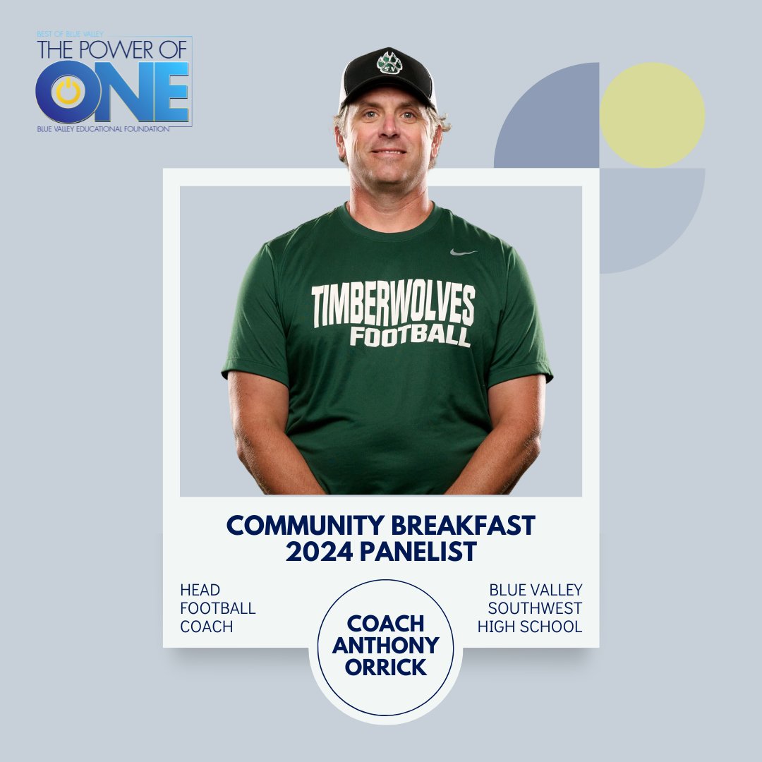 BVEdFoundation's tweet photo. Coach Anthony Orrick, Head Football Coach, Blue Valley Southwest High School 

Coach Orrick's leadership on and off the field exemplifies the true spirit of mentorship and teamwork. He fosters integrity and perseverance among his athletes, leaving them motivated and enlightened. https://t.co/28CU5nl8cg