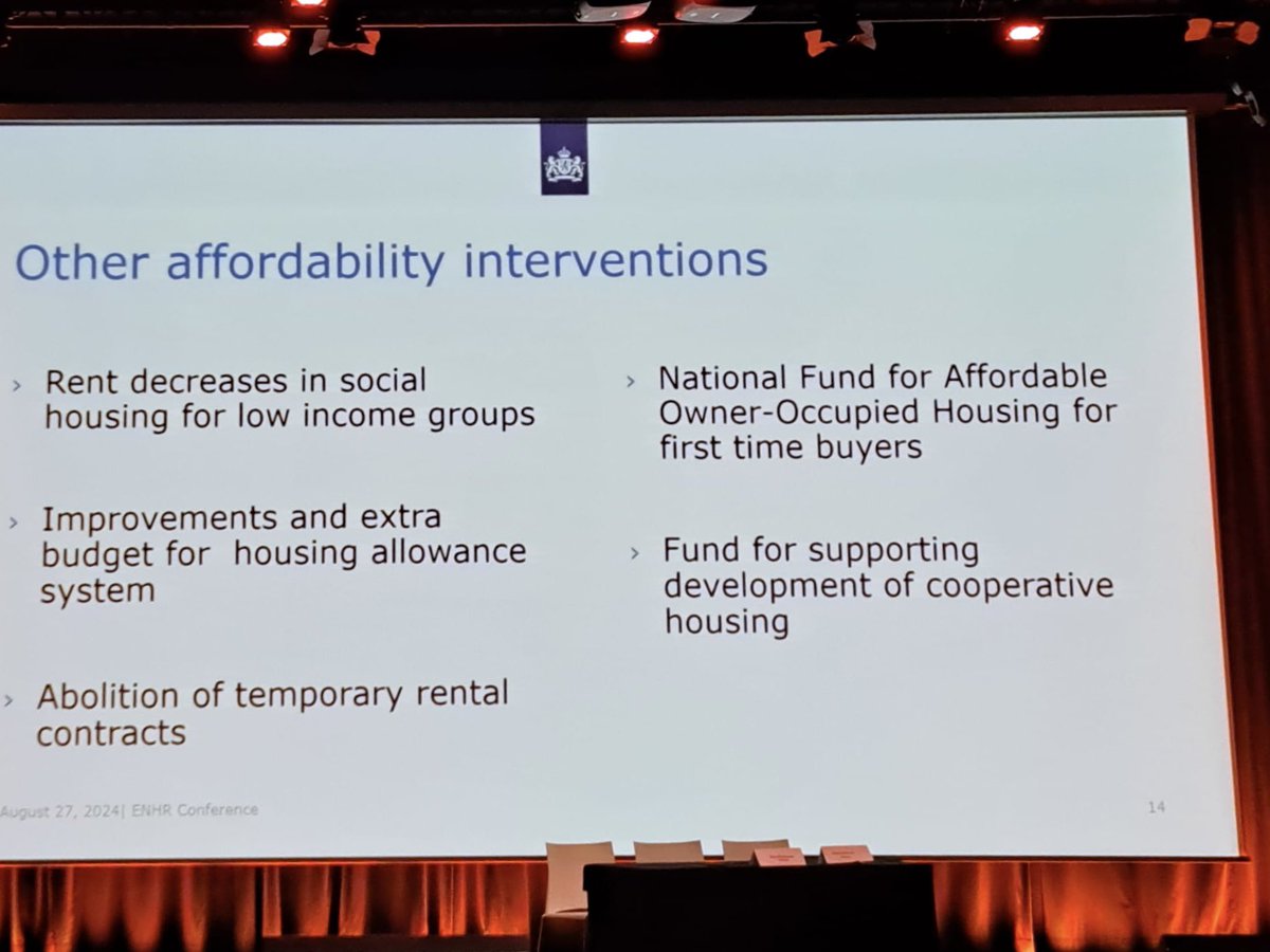At the ENHR, the Director General of the Ministry of Housing and Spatial Development of the Netherlands talks about actions to tackle the housing affordability crisis. Steps in the right direction 👍🏻