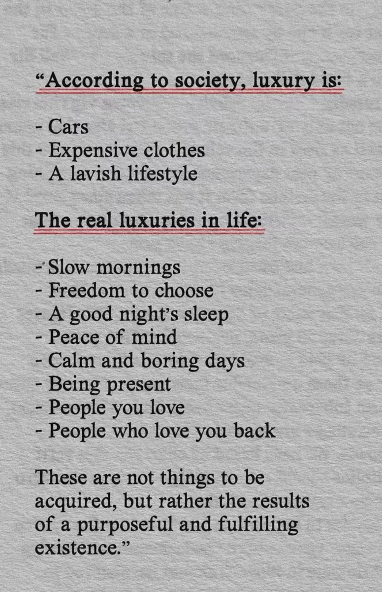 zachhomol_'s tweet photo. Was on my typical neighborhood walk the other day when the old man who sits in the garage stops me. 
￼
"what do you do for a living? Seems like I only see you walking around with your shirt off"
- I was left a massive trust fund and just riding that out

We both laugh then I carry on with my walk and he heads back up to the garage. I don’t think he took me serious… but if so there’s going to be some great rumors spread around town. 

I didn’t care much to explain to him what I do… If I’m being honest most of my days are walking around the neighborhood with my shirt off. Or at the park.

 I’ve created a simple life for myself over the years. I made a couple decisions back in 2019 that I’m reaping the fruits for now. 
In 2020… my wife and I decided to get rid of the Luxury suv and to stay put in our small little home in town. This alone would save us + $5,000 per month. 

There’s many decisions I’ve made in my business that mirror this approach. 
-Keeping overhead low as possible.
-Hiring support that buys back more of my time (even if it meant less net profits)
-Not caring to scale to the millions (which would mean less freedom of time- at least in the short term +5-10/years. Which are the prime years of my life and families development)
-Being content in a certain tax bracket
￼
The decisions we make today = Tomrrow’s Life. 

Many people are getting into business to buy back time…
But end up getting caught in the web of money making and scaling 
Enough is never enough 
It’s the same rat race… but it takes many people years to realize it. 

HERES HOW YOU GET THE LIFE YOU *REALLY* WANT 
-Set your metric of success. Clearly define it. Most are chasing the cultures metrics of success 
-Set healthy boundaries on how you’ll go about it 
-Stay grounded in your decisions. Think down stream 
-Stop comparing success to success. It’s foolish to compare net worth when you priorities are net TIME 

DO HARD THINGS 
Live life on your way

I saw this picture the other day on here. It captures my life perfectly