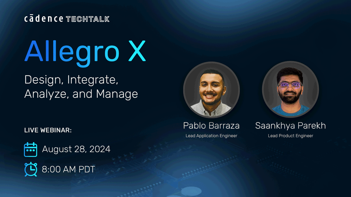 CadenceSDA's tweet image. Register Here: bit.ly/3ysWvMO

This is your last chance to sign up for our upcoming Allegro X webinar tomorrow! If you can’t join us live, register anyway to get early access to the recording.

#AllegroX #CadenceTECHTALK #PCB