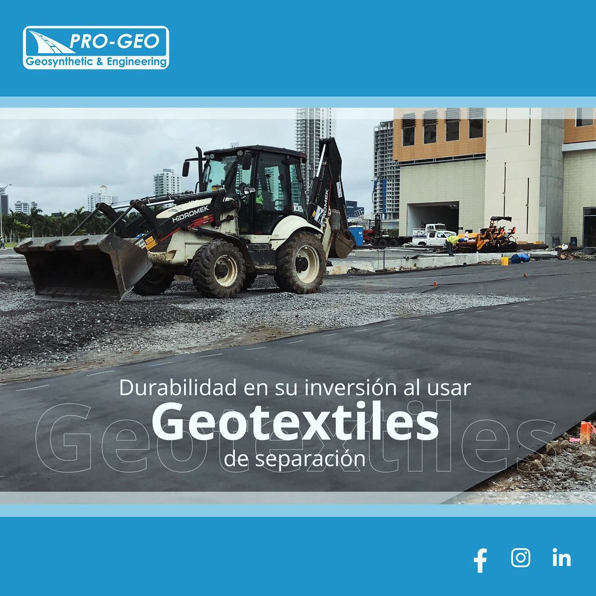 Potenciamos su inversión con nuestras soluciones de geotecnia y geosintéticos.  Los geotextiles actúan como una barrera que evita la contaminación de las capas granulares con el suelo subyacente.Síganos y contáctenos para mayor información#SOMOSPROGEO#geotecnia #ingenieriacivil