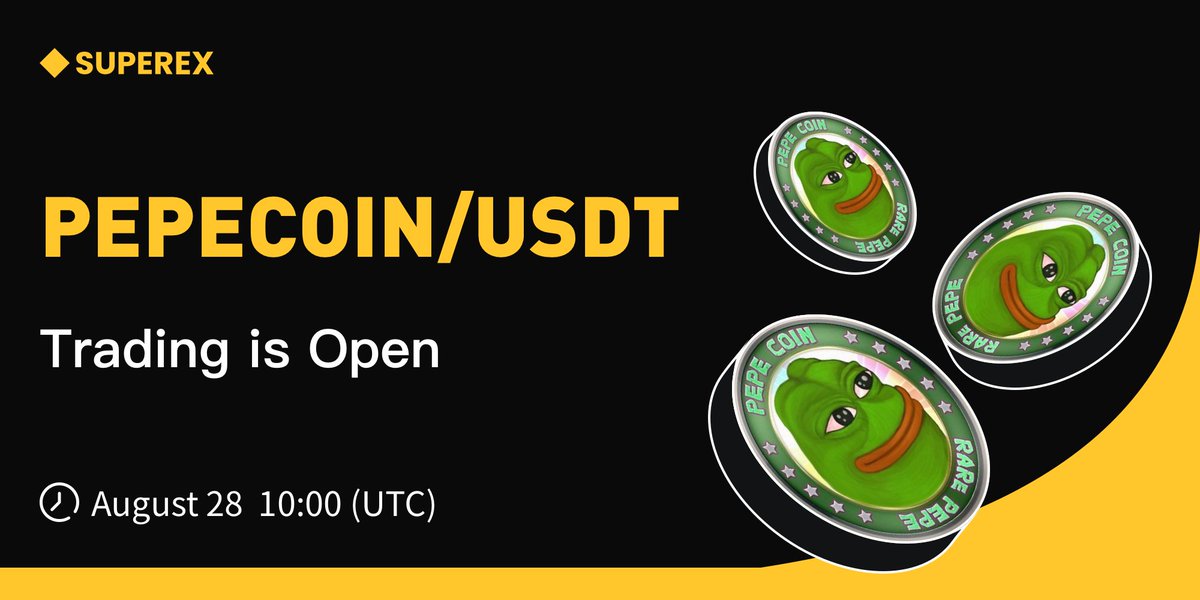 #SuperEx New Listing

Listing: #PEPECOIN
Trading Starts: August 28, 2024, 06:00 (UTC) 
Deposit Time: Opened 
Trading Zone: Innovation Zone 
Details: superex.me/3T7Qo7H
Trade Here▶️ superex.com/trade/PEPECOIN…