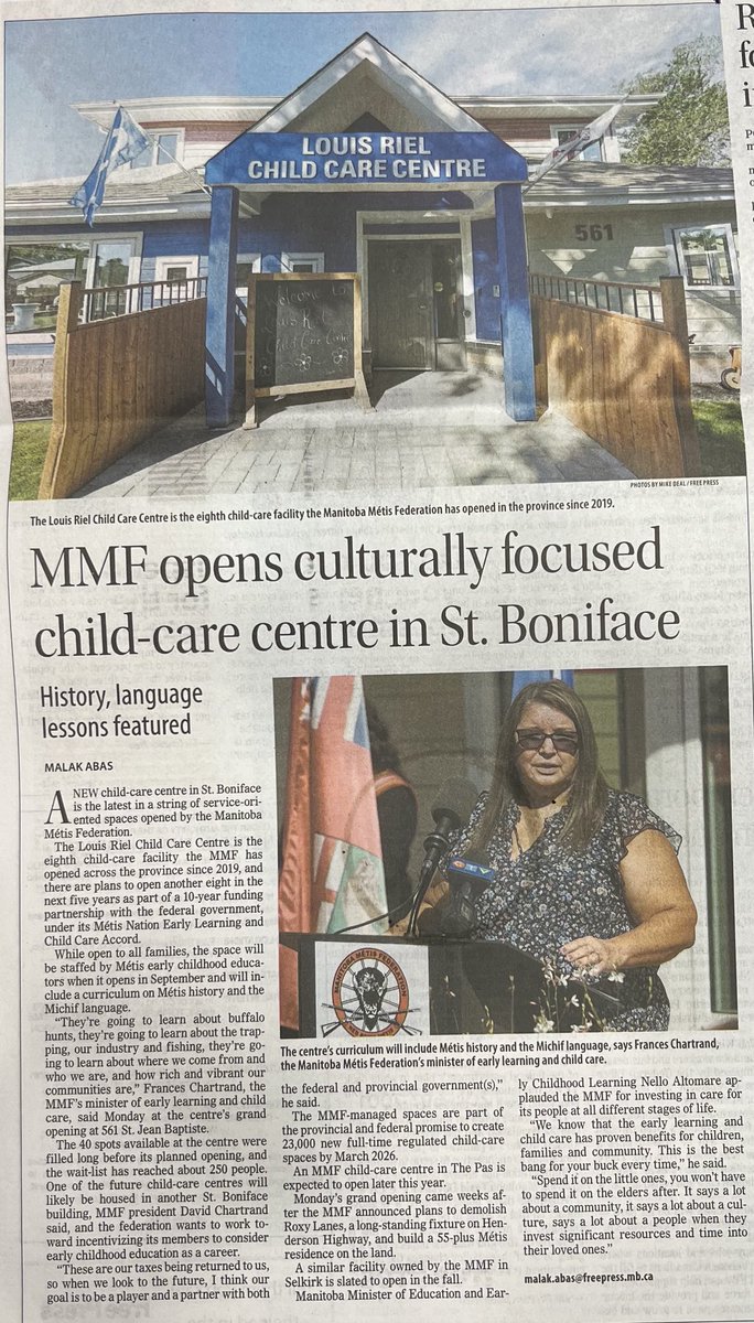 Susan Prentice PhD🇨🇦 (@susanprentice) on Twitter photo Wonderful new expansion of childcare in Winnipeg, thanks to the <a href="/MBMetis_MMF/">Manitoba Métis Federation</a>. Culturally specific programming, including Michf, and Metis early childhood educators will offer a rich service to children and families. Wonderful new expansion of childcare in Winnipeg, thanks to the <a href="/MBMetis_MMF/">Manitoba Métis Federation</a>. Culturally specific programming, including Michf, and Metis early childhood educators will offer a rich service to children and families.