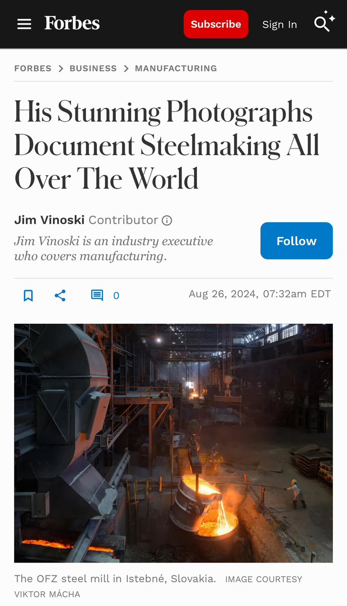 Bonnet_art's tweet photo. Thanks @JimVinoski for including me in this wonderful article for @Forbes celebrating @viktormacha’s work and how artwork can tell the impossible history and contemporary contributions of the steel industry and manufacturing to our society. Culture changes perception. 
https://t.co/U1pgqN0szU