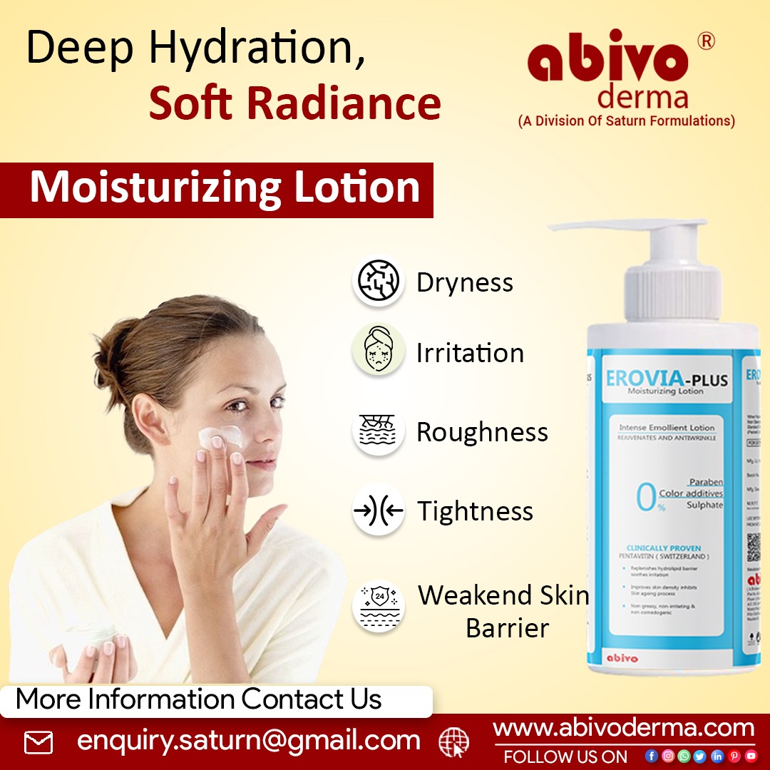 SaturnFormulat5's tweet image. #MoisturizingLotion from #AbivoDerma a division of #SaturnFormulations! This lightweight, non-greasy lotion deeply hydrates, soothes dry skin available in #DermaPCDFranchise &amp;amp; #ThirdPartyManufacturing. 
🌐 saturnformulations.in/product/moistu…… 
#pcdpharmafranchise #skincareroutine