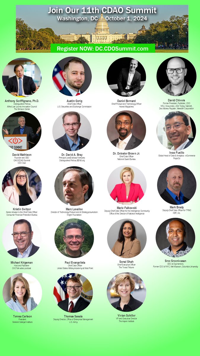 🌟 Today we are thrilled to announce the agenda and opening keynote for our 11th CDAO Summit in Washington DC on Tuesday Oct 1, 2024.

Check out the CDAO Summit agenda here: dc.cdosummit.com/agenda-2024

The opening keynote at the CDAO Summit in Washington DC on Oct 1 will explore the