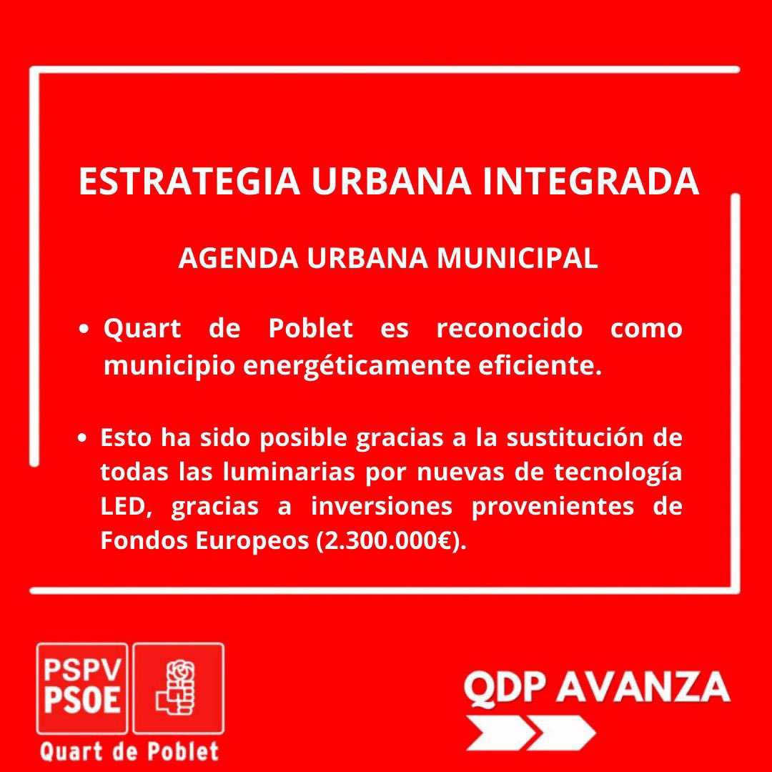 ESTRATEGIA URBANA INTEGRADA | Quart de Poblet reconocido como pueblo energéticamente eficiente💡