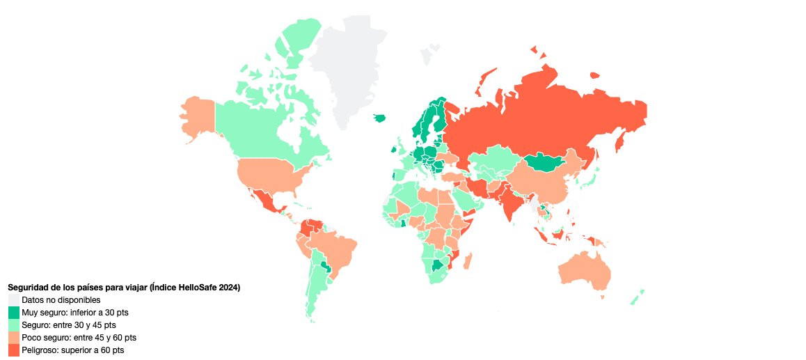 ecabanilla's tweet photo. La seguridad es un tema global. El turismo afronta un reto grande para combatir grandes males que lo afectan directamente. Este es el mapa sobre #seguridad en el #turismo de #hellosafe para el #2024

Cada vez hay menos lugares seguros... https://t.co/T0L31tofog