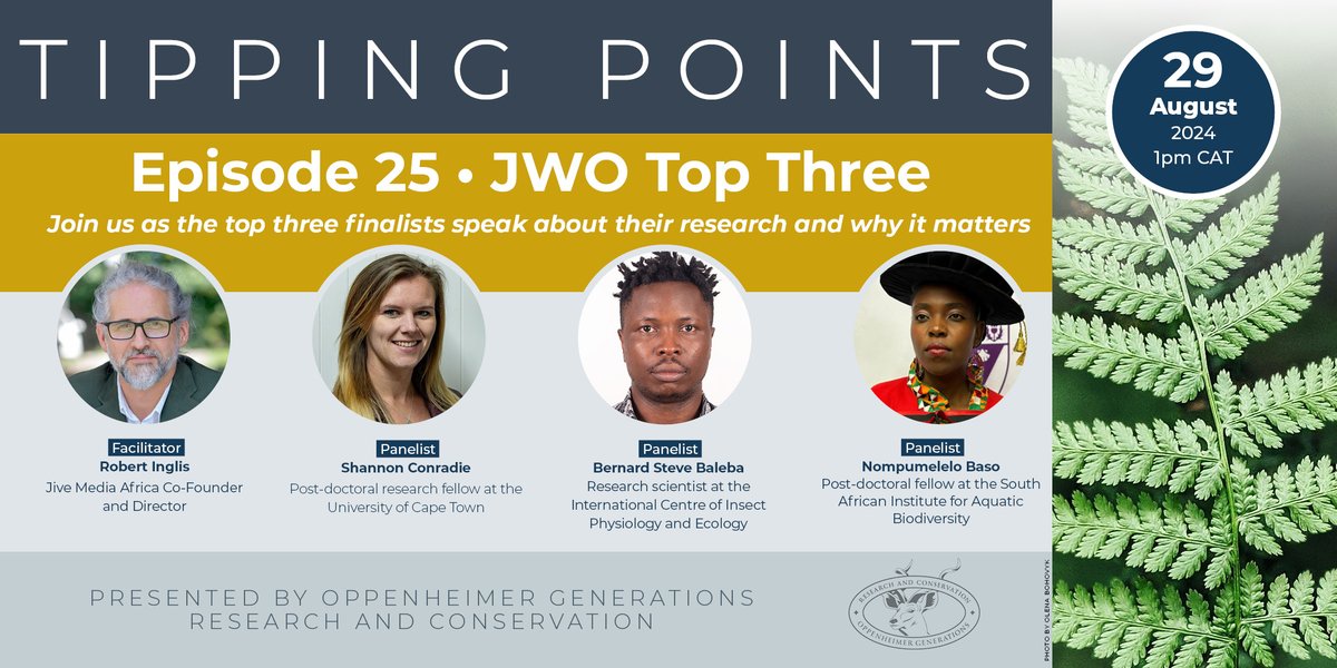 Join us in celebrating a remarkable achievement! NRF-SAIAB’s PDP Postdoc, Dr. Nompumelelo Baso, has made it to the top 3 shortlist from 630 applicants for this year’s Jennifer Ward Oppenheimer Research Grant.

📅29 August
⏲️13:00-14:00 SAST
📍Zoom Link: eventbrite.com/e/jwo-top-thre…