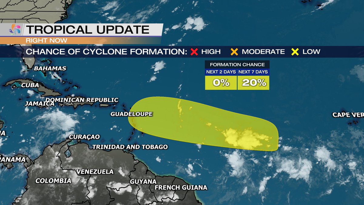 A new wave has formed in the Atlantic that is showing some signs of circulation.  However, the overall weather pattern is not conducive for tropical cyclone development.  Will continue to monitor and update as the wave moves closer to the Antilles.