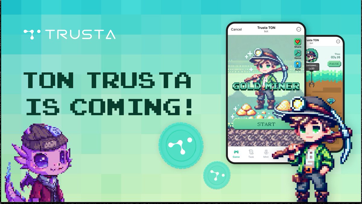 Yep, Trusta Ton App beta version is coming! <a href="/ton_blockchain/">TON 💎</a> 

🐲 Upgrade your miner, earn more gold, and get more dragon gifts!
🎁Reputation get rewarded! (TON MEDIA Score coming soon)

1⃣Miner and gold matters👀
tApp: t.me/TrustaTONApp_b…

Don't forget to join 🪂
tAnn:
