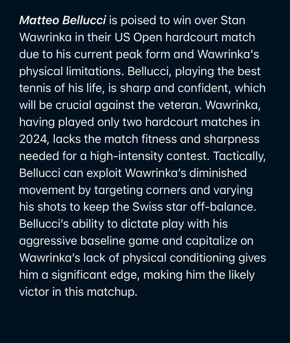 🎾 ALTMAIER ML + BELLUCCI ML - 2,20 2U
🎾BELLUCCI -1,5 SET - 1,82 1U

🧵 Reason: 👇