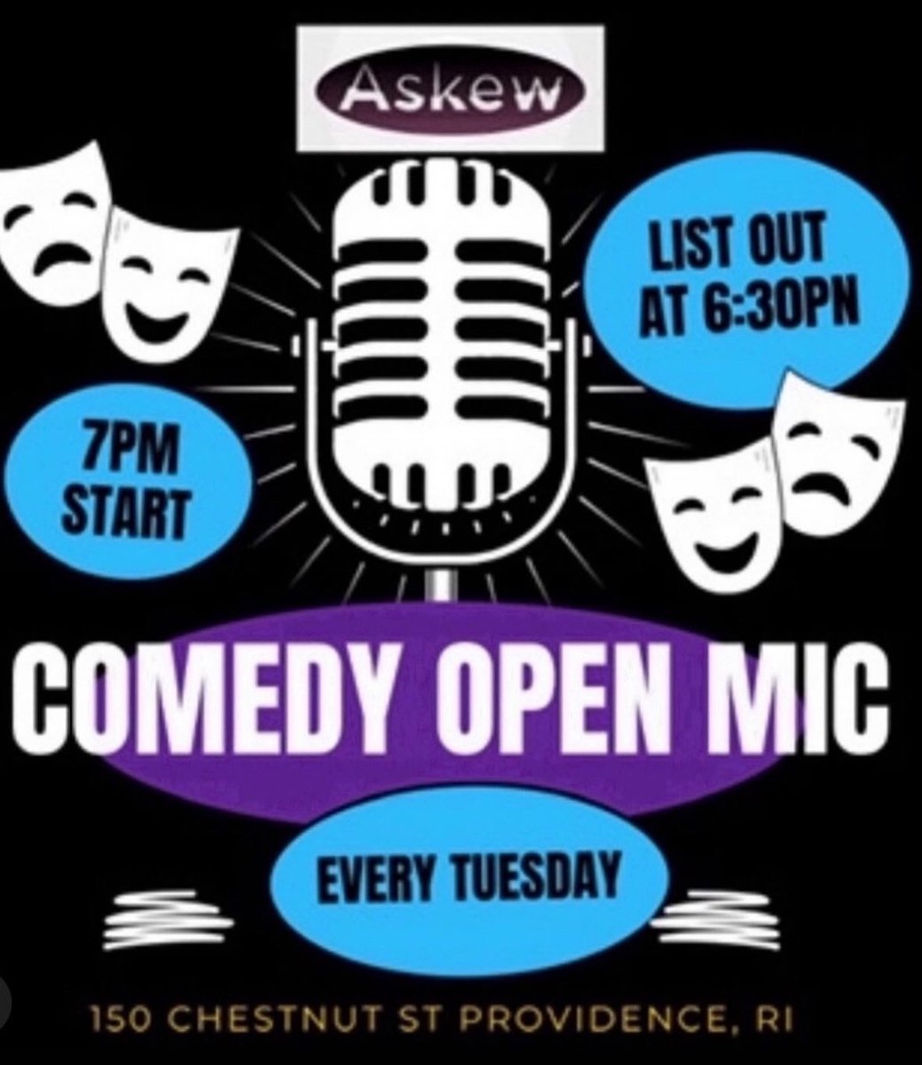 AskewProv's tweet photo. Comedy Open Mic at @askewprov TONIGHT and every Tuesday night!!

List out at 6:30pm Comedy at 7pm.

See you there!!

#askewprov #comedy #openmic https://t.co/EXFO16zBJ8