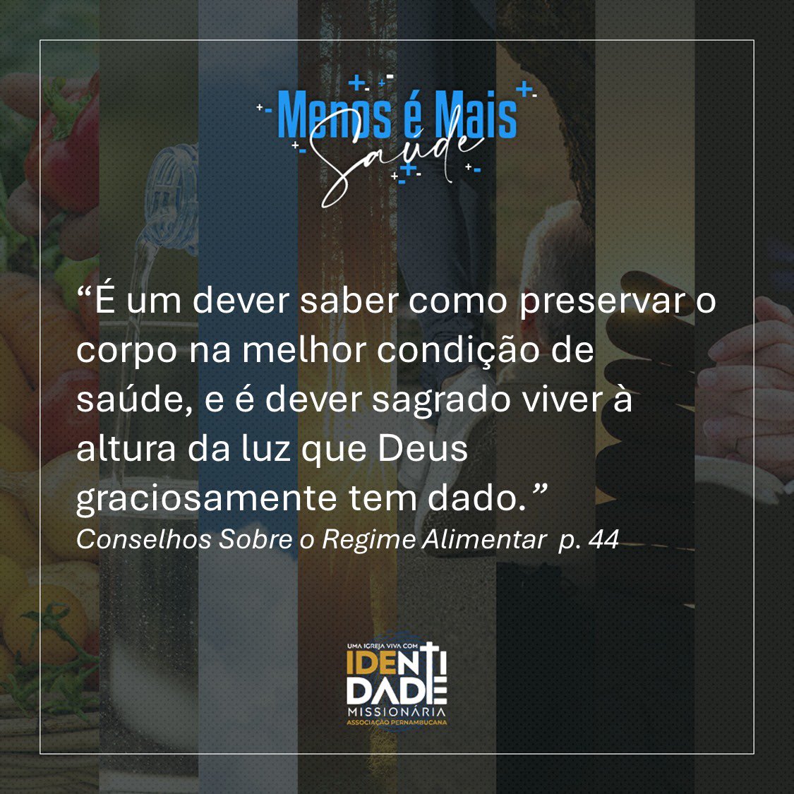 ✅ É um dever sagrado cuidar do templo do Espírito Santo! É crucial cuidar da saúde de forma plena!
#APeUmaIgrejaVivaComIdentidadeMissiinaria