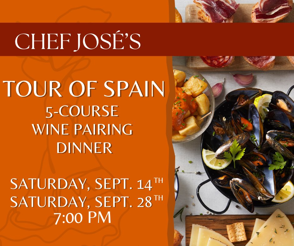 🍷🇪🇸 Join us for "A Tour of Spain" 🇪🇸🍽️
Our beloved Chef is taking us on a culinary journey to his homeland with our next 5-course Wine Pairing Dinner!    Seating is limited - Reservations required - oldyorkcellars.com/events/holiday…

#SpanishCuisine #WinePairingDinner #CulinaryJourney