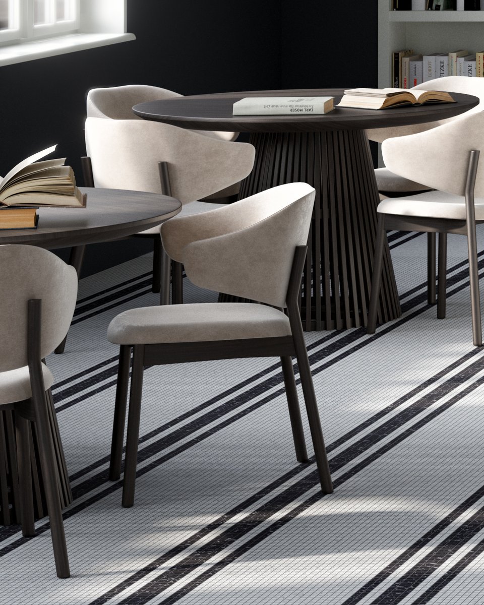 Monochrome magic in every step 🖤 The Byline Mosaic brings a sleek, linear touch to this sunlit private library, blending classic design with modern comfort.

l8r.it/5fRD