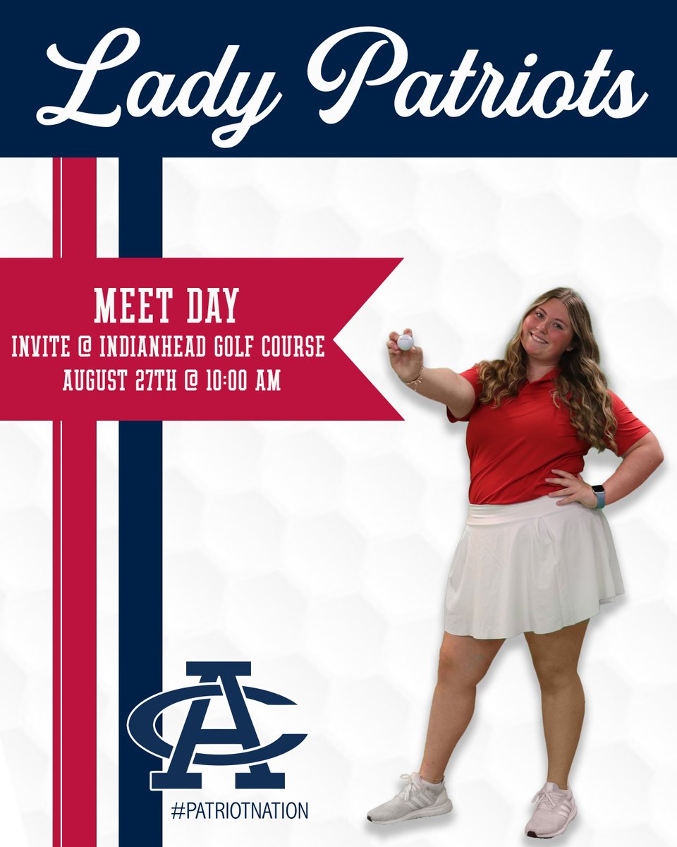 ⛳️ Golf Meet Day! ⛳️ 
The Adams Central Girls Golf team is hitting the course for their first invite today at Indianhead Golf Course! 

Invite
Indianhead Golf Course, Grand Island
August 27 • 9:00 am
#PatriotNation

＊Graphic credit- Gaby Krueger, Senior