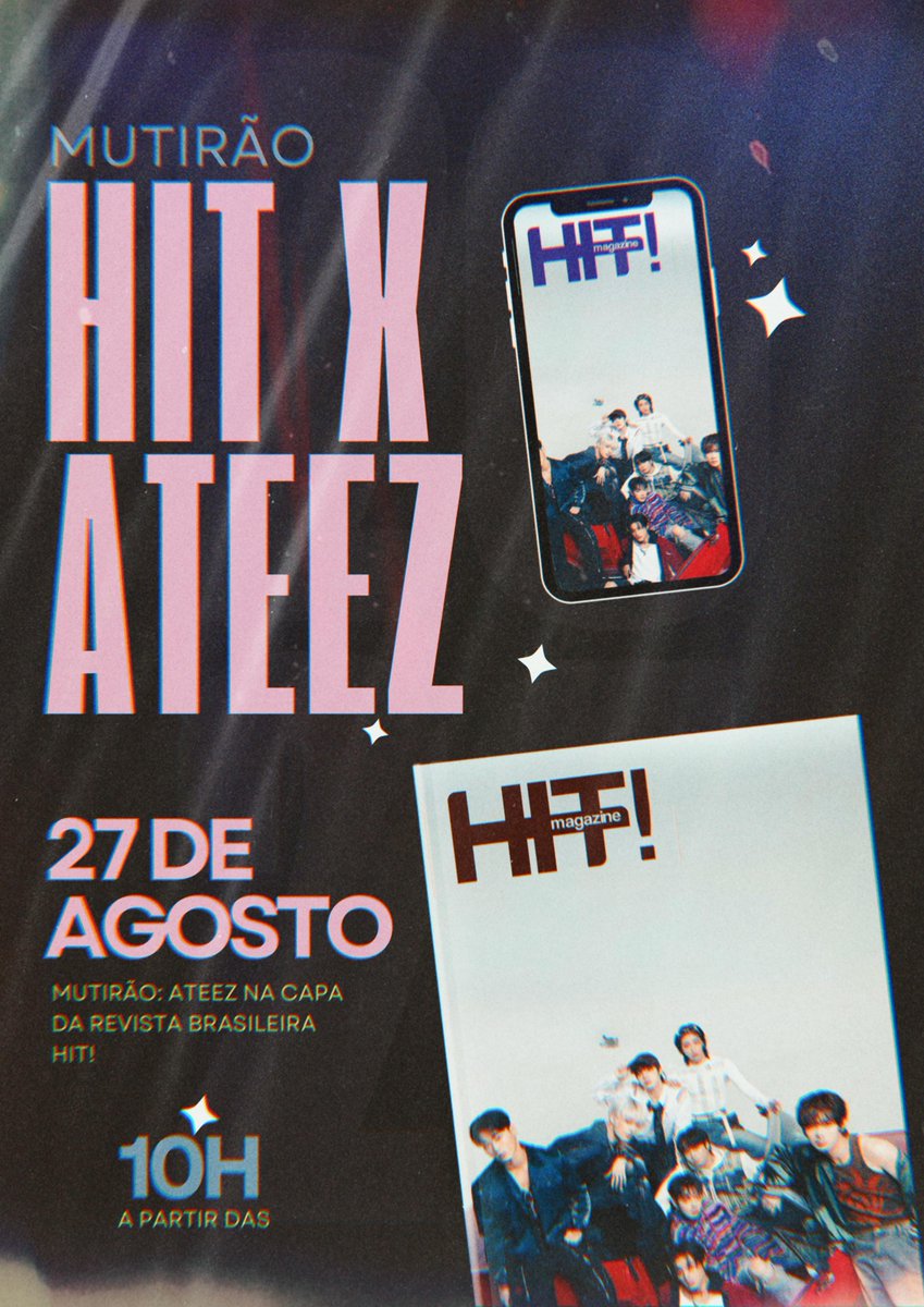 CentralATEEZBR's tweet photo. 📢 |

ATINY, que tal mostrarmos para a @kqent que queremos ver o ATEEZ em revistas brasileiras? Vamos começar com a revista dedicada ao K-pop, @hitmagazinebr! ✨

Copiem a frase abaixo e colem nos comentários e/ou em tweets separados:

We want #ATEEZxHITMagazine @SonyMusic_Kpop @ATEEZofficial