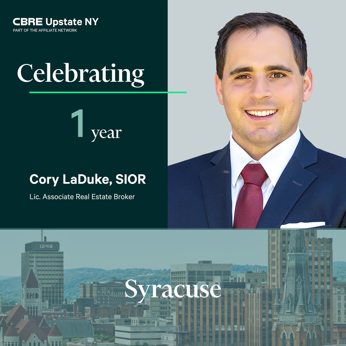 Join us in congratulating Cory LaDuke on his one-year work anniversary with our Syracuse office!

Fun Fact: An avid golfer, Cory made a hole-in-one on #15 at Spyglass Hill Golf Course in Pebble Beach, CA.