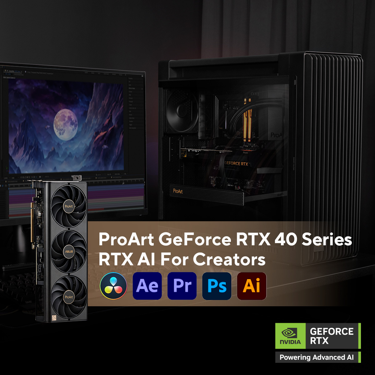 ASUS's tweet photo. 🎨🖥️Hey creators, the #ProArt #RTXAIPC is here to make your content pop with AI.
From Blender to Adobe CC, this will be your new BFF for next-level creativity. Plus, unlock NVIDIA Studio’s exclusive AI tools! 🖌️
Learn more: https://t.co/hOYw4ECjz4
#AIonRTX #AsusAdvancedAiPC https://t.co/sDFChg7LqE