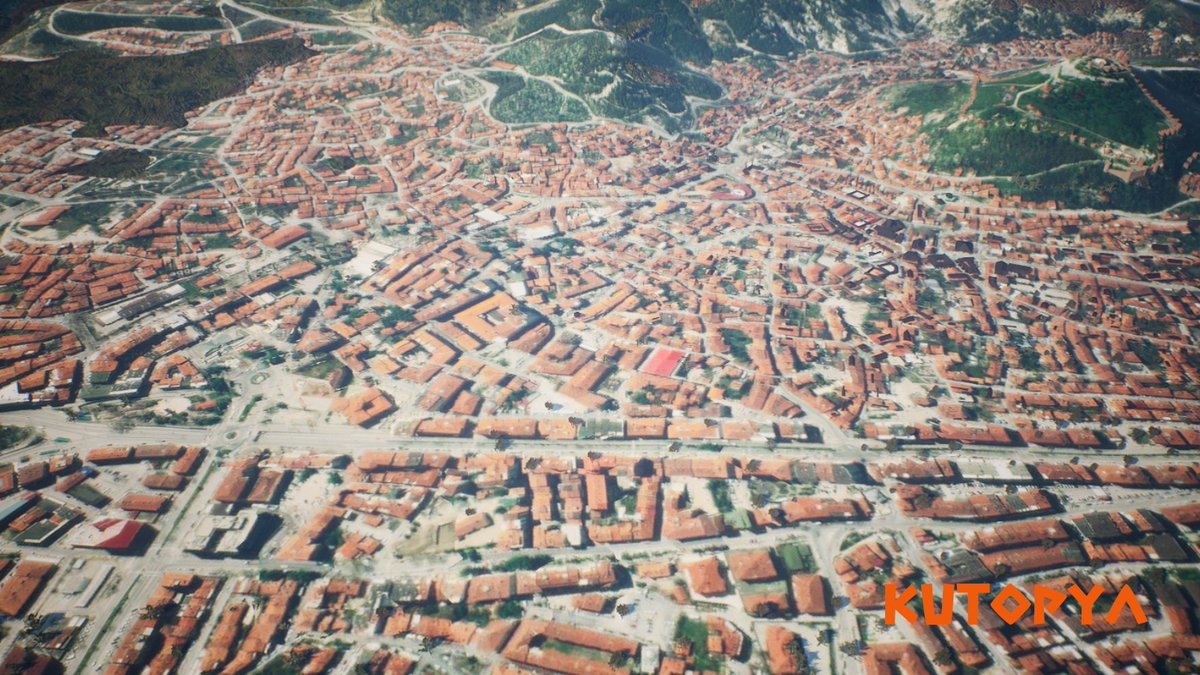 Kütahya'ya doğudan gelen Germiyanoğulları'nın eserlerinin konumları. Şehir ortasında herhangi bir yer gibi gözüken camilerin önemli güzergahların üzerinde olduğu simülasyonumuzda ortaya çıktı.