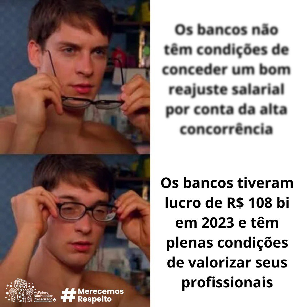 Lucros bilionários para os bancos, mas salário defasado para quem faz tudo acontecer? Não aceitamos de jeito nenhum, valorização já! <a href="/santander_br/">Santander Brasil</a> #MerecemosRespeito
