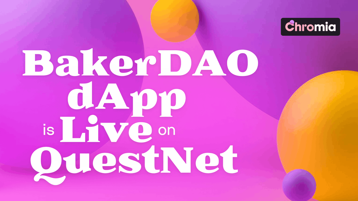 Chromia's tweet photo. The BakerDAO dapp just launched on QuestNet!

Complete all tasks for a chance to win $CHR.

Tasks include:
-Deposit CHR and bake USB 
-Withdraw collateral
-Deposit more collateral 
-Exchange USB to USDT
-Exchange USDT to USB
-Pay back USB

🔗 https://t.co/G2DTRjECT2 https://t.co/zK25dtUK1c
