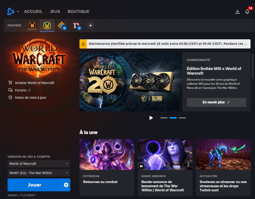 msifrance's tweet photo. En tendance X et maintenant sur le launcher BattleNet... Cette collab de fou !!!
On continue à utiliser le #MSIxWorldofWarcraft pour tenter de gagner la carte et un PC custom WOW ! 🔥 https://t.co/q0AFfZmRoj