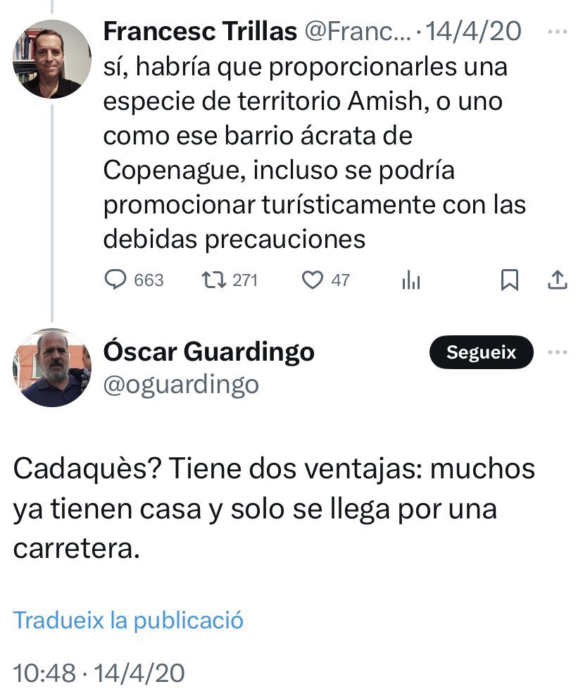 Josep Lluís Alay (@josepalay) on Twitter photo El nou secretari de no sé què <a href="/FrancescTrillas/">Francesc Trillas</a> del govern colonial fa 4 anys era partidari de l’apartheid contra els catalans… però només són brometes dels de la calç viva. El nou secretari de no sé què <a href="/FrancescTrillas/">Francesc Trillas</a> del govern colonial fa 4 anys era partidari de l’apartheid contra els catalans… però només són brometes dels de la calç viva.