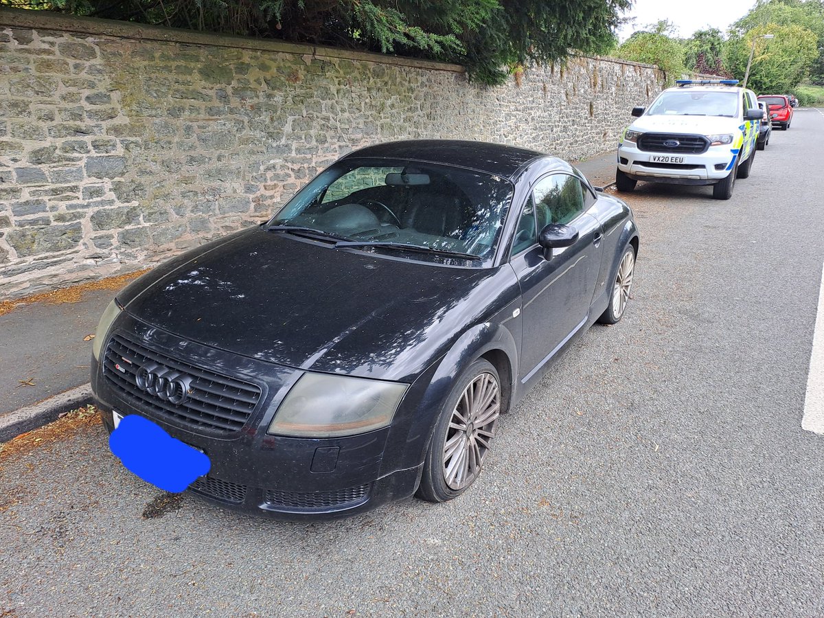Vehicle found whilst on patrol to have no insurance,no MOT, no tax. Removed from school house lane, Bishop's Castle by local police.