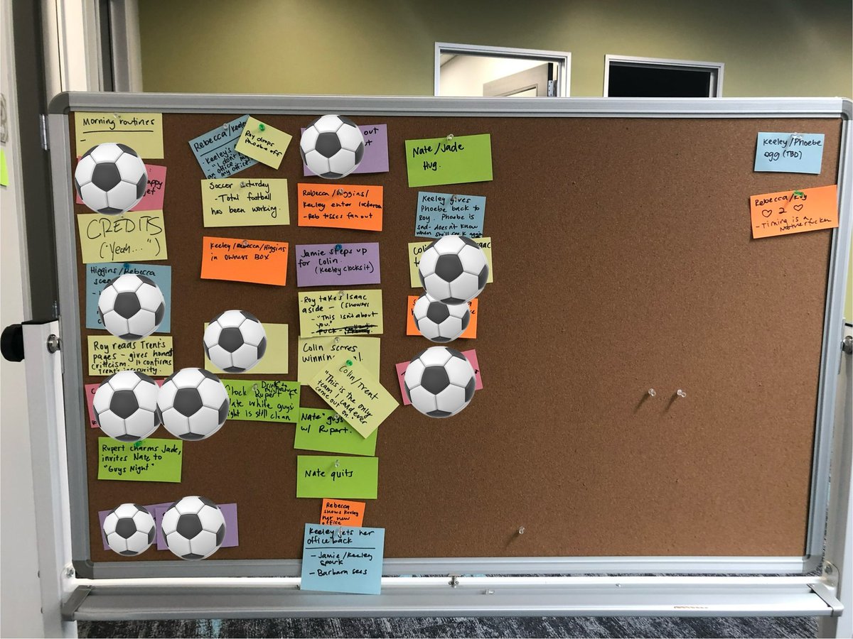 gkwillis6's tweet photo. Hey @VDOOZER since you're gonna be opening the Ted Lasso writers room again. Do you want your leftover story beats from last season back? I inherited your office at WB and someone left them behind! Don't worry, I didn't spoil anything before it aired 🤫 https://t.co/zgdvIqPrQ6