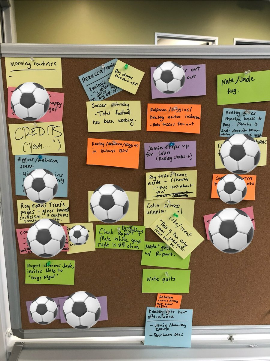 gkwillis6's tweet photo. Hey @VDOOZER since you're gonna be opening the Ted Lasso writers room again. Do you want your leftover story beats from last season back? I inherited your office at WB and someone left them behind! Don't worry, I didn't spoil anything before it aired 🤫 https://t.co/zgdvIqPrQ6