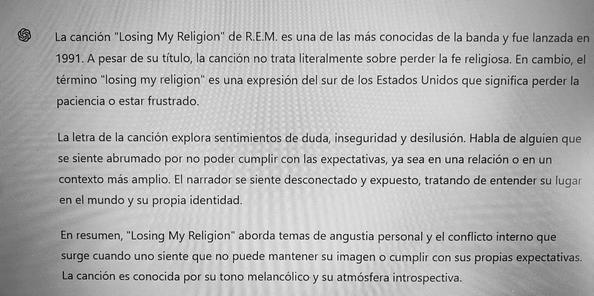 Polly3_'s tweet photo. Chat GPT hace un resumen de las canciones 😜

 #PoderosoRecatado https://t.co/fVTrHR4nsa
