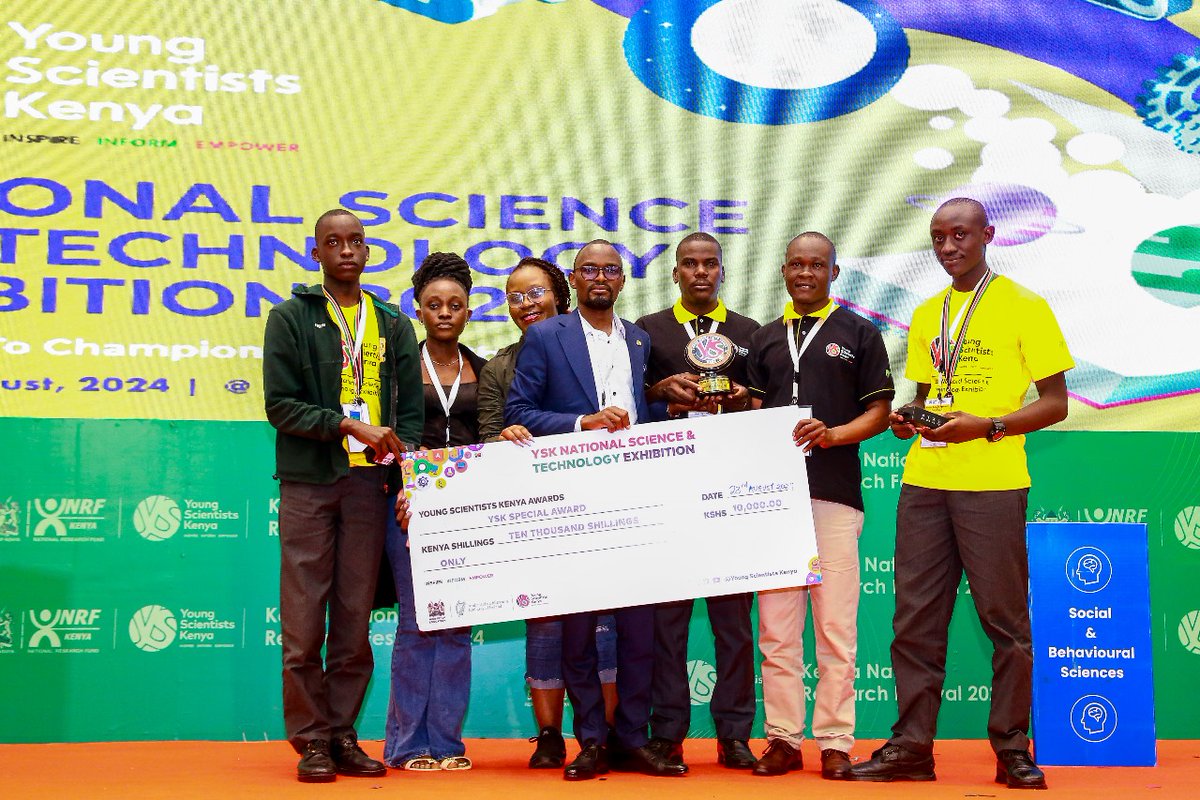 Special Award: The award for the most innovative project in Health went to Festus Omuga and Timothy Makawa from St. Mary's Boys High School Kibabii.
#YSK2024 #KNRF2024 #Health